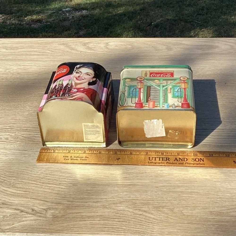 Coca Cola Tin Canisters Set Vintage Gas Station‎ Diner Retro Collectible